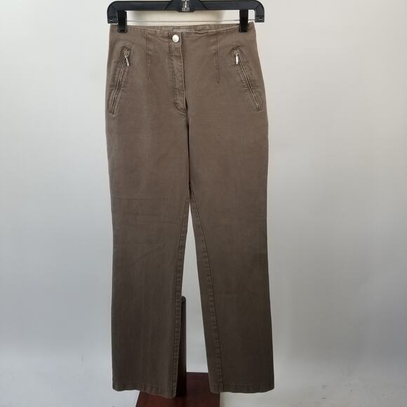Vanilia Brown Pants Trousers Italian Made Zippered Pockets Lovely Condition 25 - Picture 1 of 4